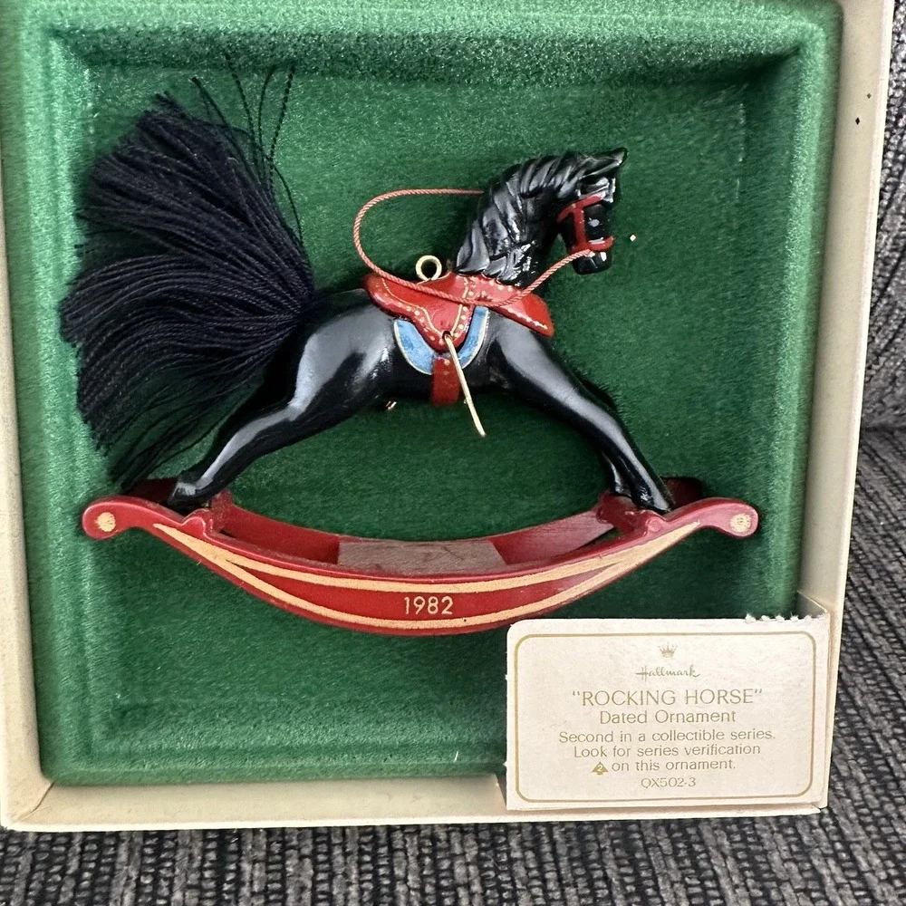 Lot / 6 Vintage Hallmark Rocking Horse Series 2, 4 + Keepsake Christmas Ornament